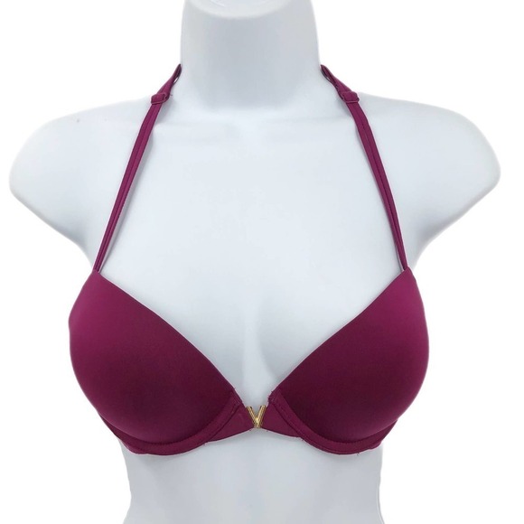 Victoria's Secret Women's Push Up Bra Size 32C Berry Purple T Back Front Close - Picture 1 of 10